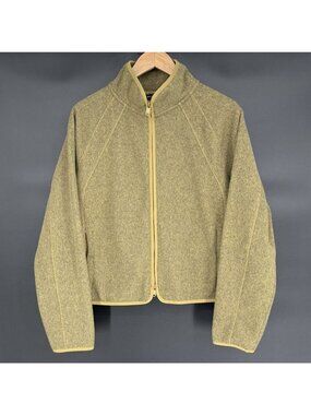 Athleta Women's Stroll Fleece Full Zip Jacket L Green Cropped Lightweight Cozy